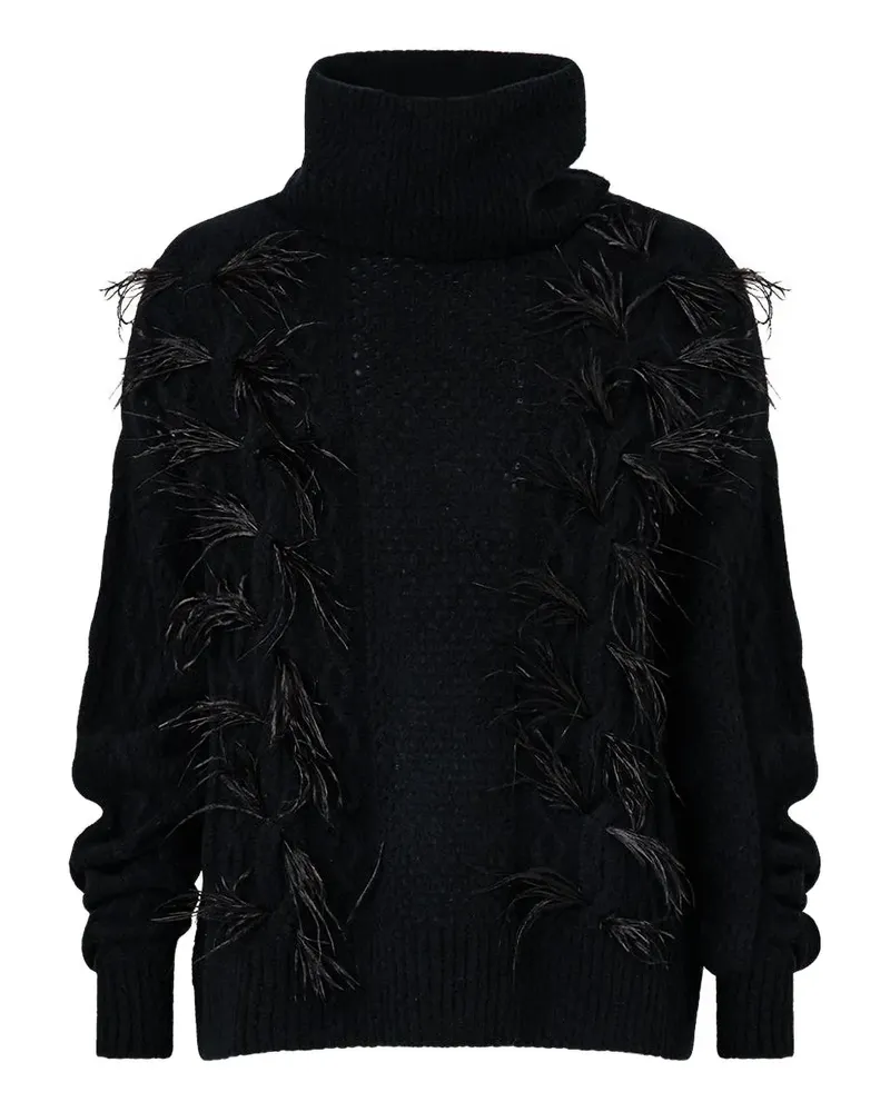 Camilla roll-neck feather sweater - Schwarz Schwarz