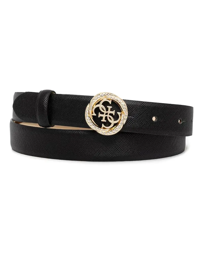 Guess crystal-embellished logo-plaque belt - Schwarz Schwarz