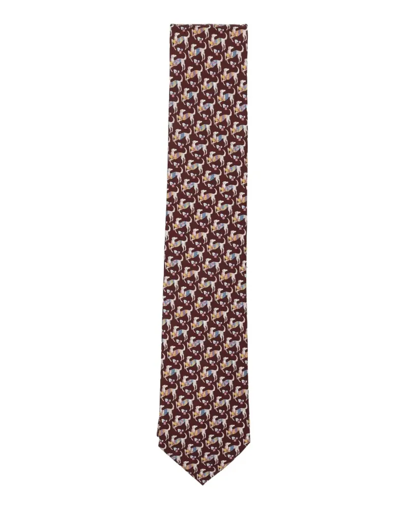 Ferragamo Animali Krawatte mit Hunde-Print - Rot Rot