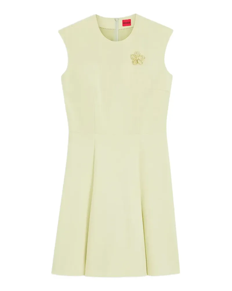 HUGO BOSS flower-brooch pleated dress - Grün Grün