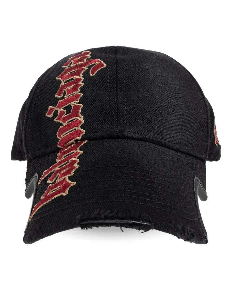 Balenciaga Gothic Placement No Closure Baseballkappe - Schwarz Schwarz