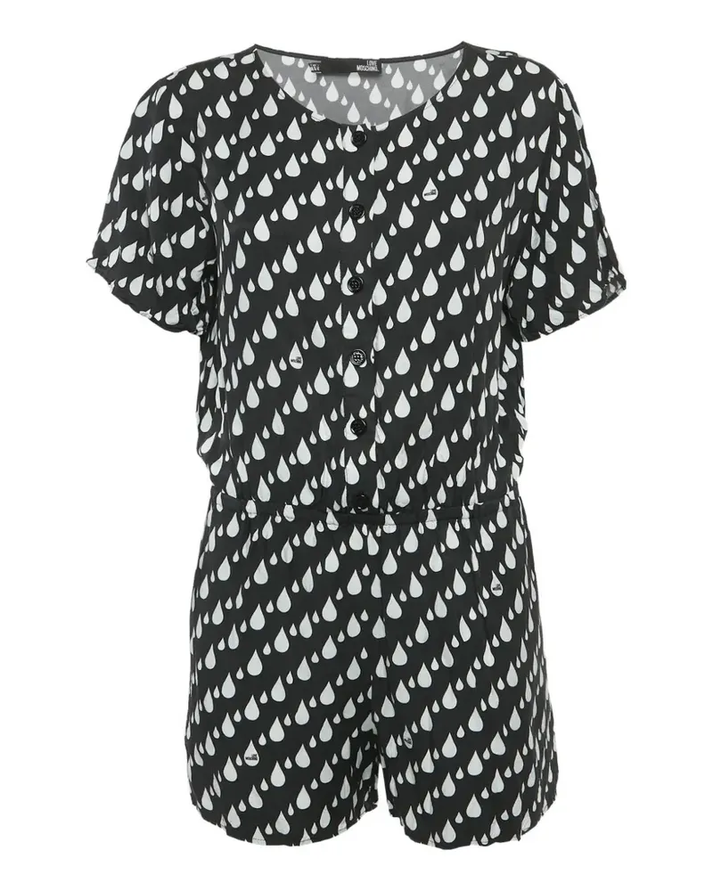 Moschino drop-print short-sleeve playsuit - Schwarz Schwarz