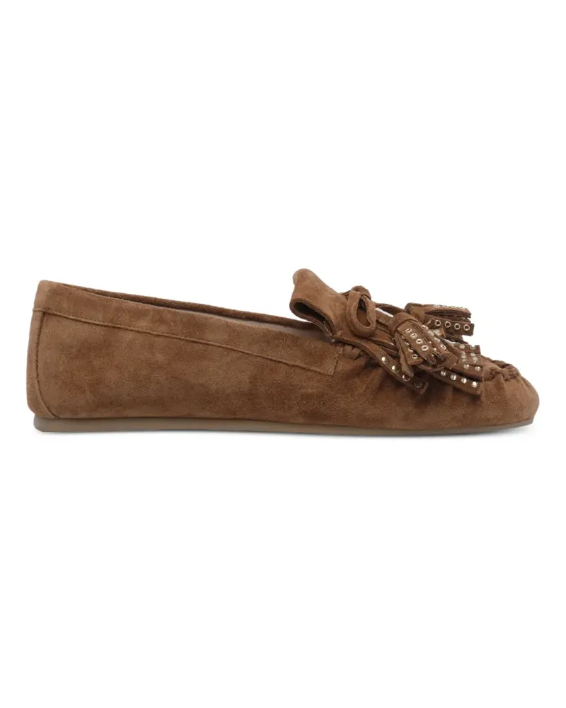 Stuart Weitzman Barry fringed suede loafers - Braun Braun