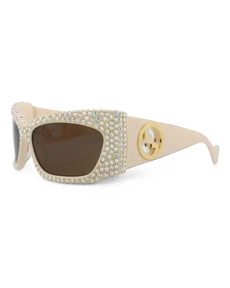 Gucci crystal-embellished sunglasses - Nude Nude