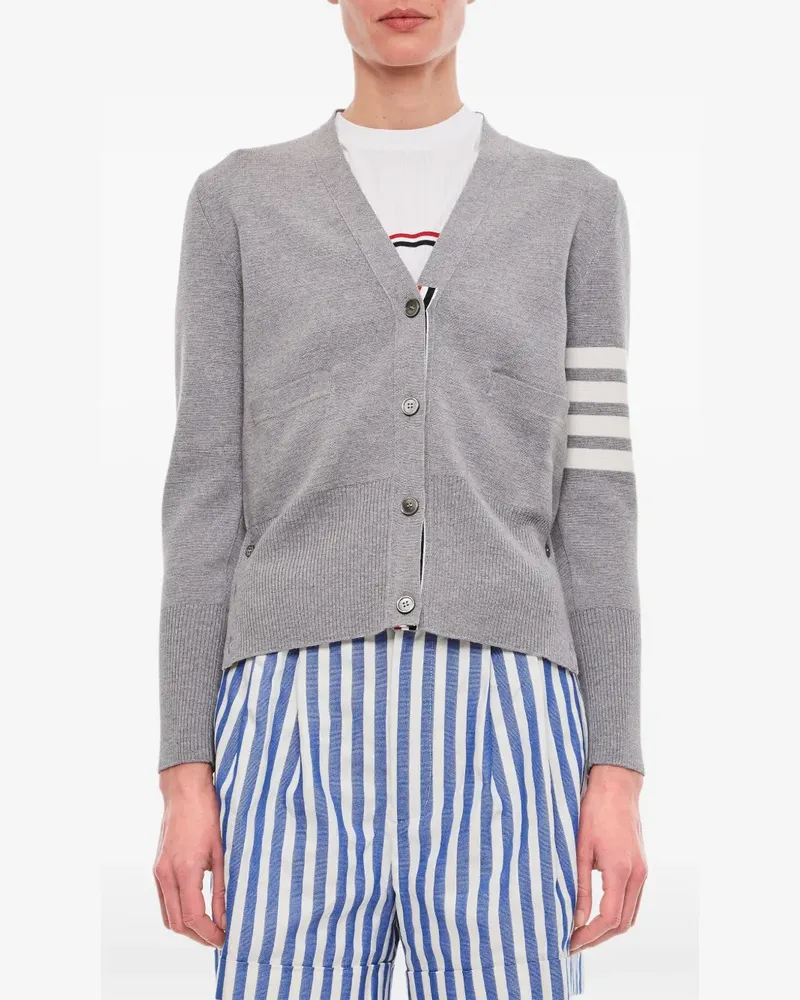 Thom Browne Cardigan mit Logo-Streifen - Grau Grau