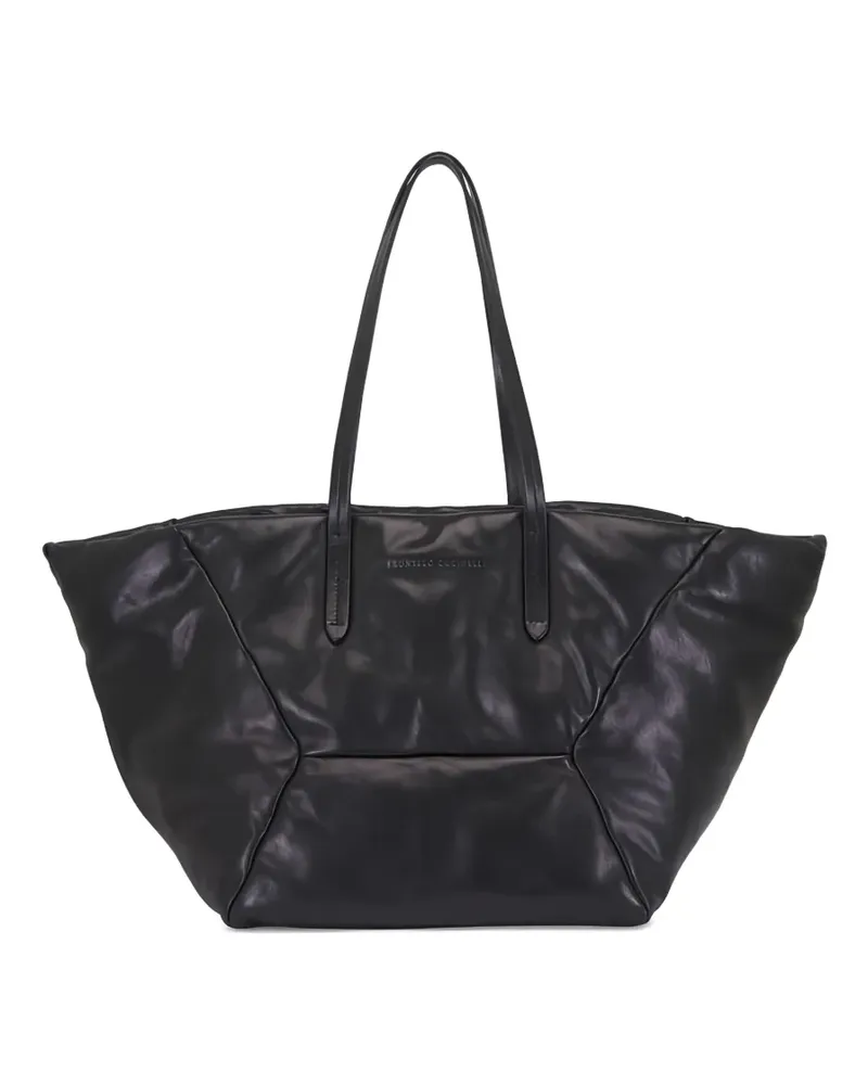 Brunello Cucinelli Mittelgroßer Duo Tote Bag mit Einsätzen - Schwarz Schwarz