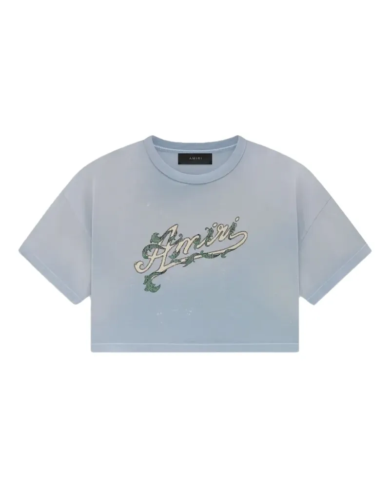 Amiri Filigree Cropped-T-Shirt - Blau Blau