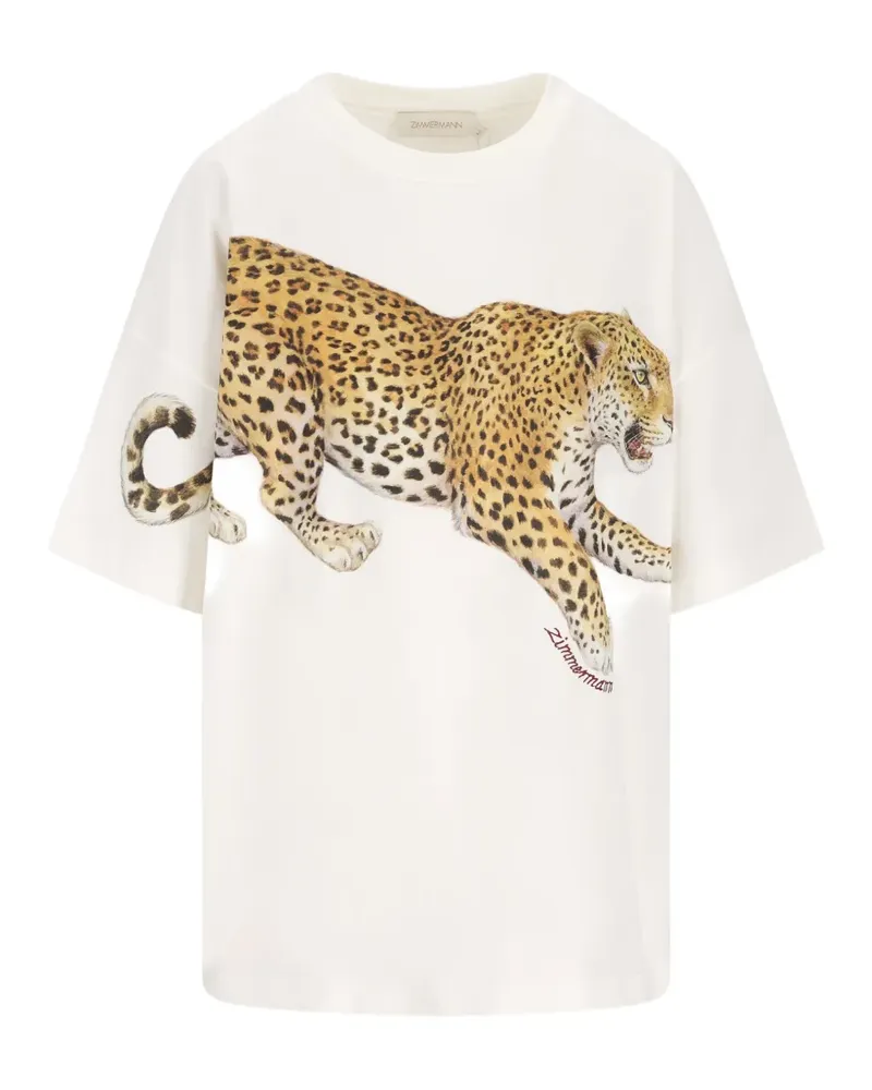 Zimmermann T-Shirt mit Leoparden-Print - Weiß Weiß