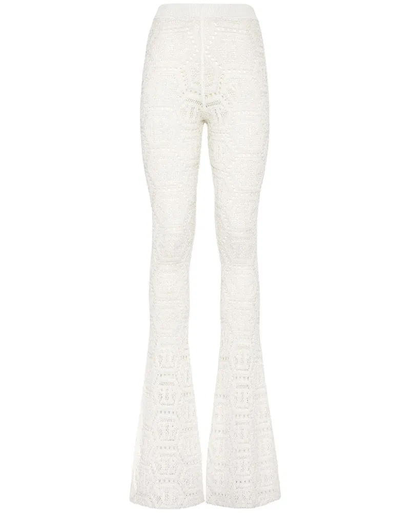 Philipp Plein Hose in Lochstrick mit Monogrammmuster - Weiß Weiß