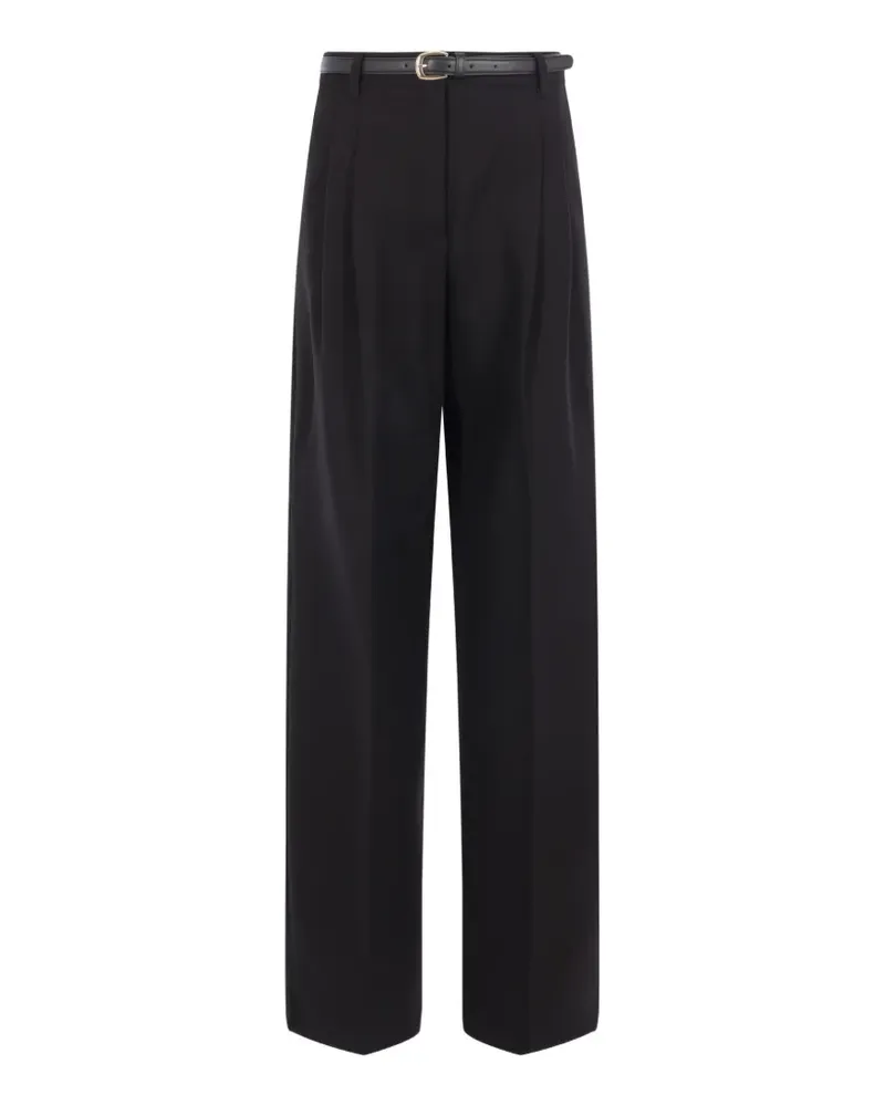 Max Mara Plissierte Hose mit Gürtel - Schwarz Schwarz