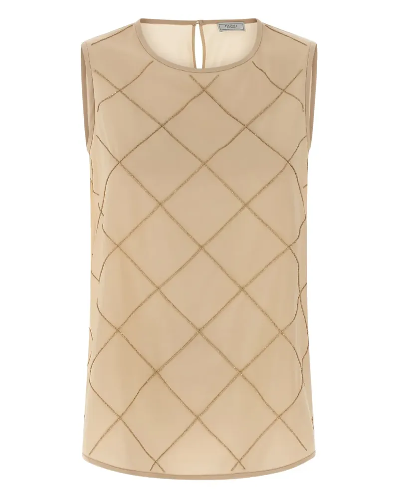 Peserico Seidenbluse mit geometrischen Perlen - Nude Nude