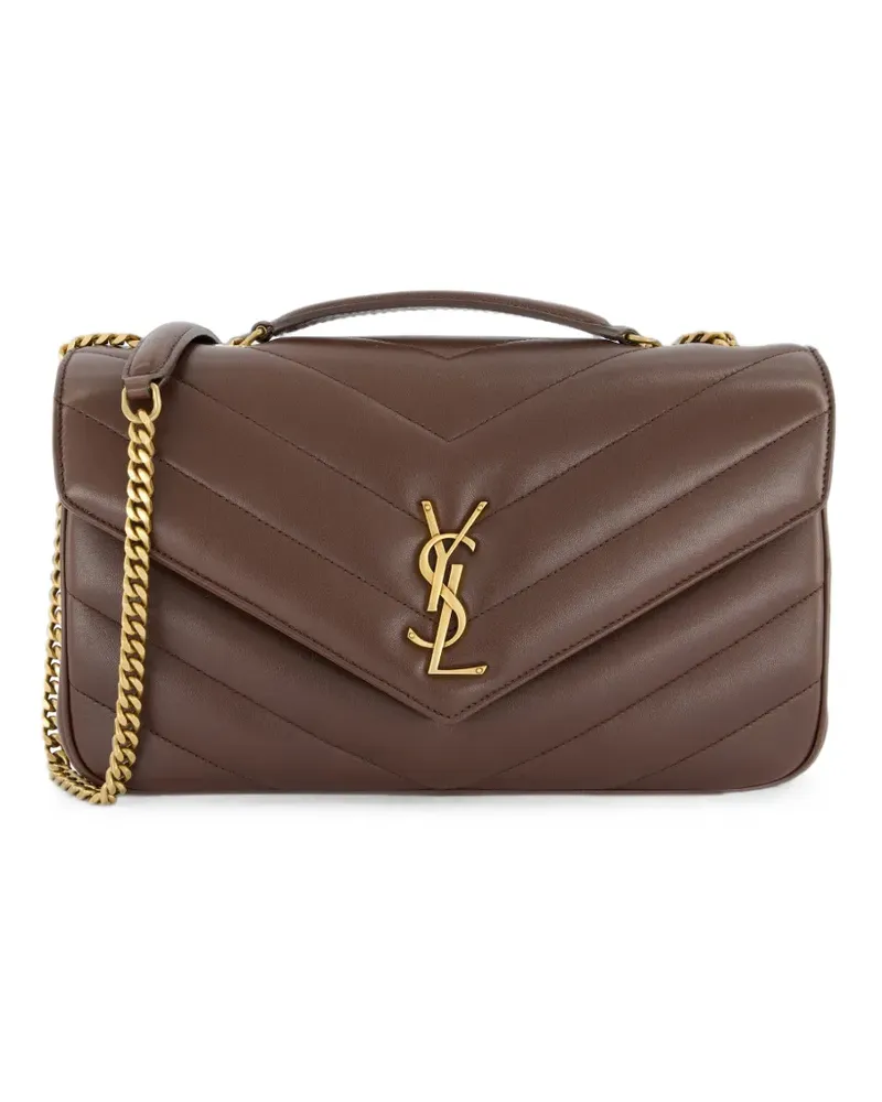 Saint Laurent Loulou Schultertasche mit Chevron-Steppung - Braun Braun