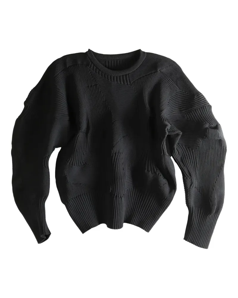 Issey Miyake Oberteil mit gerippten Einsätzen - Schwarz Schwarz