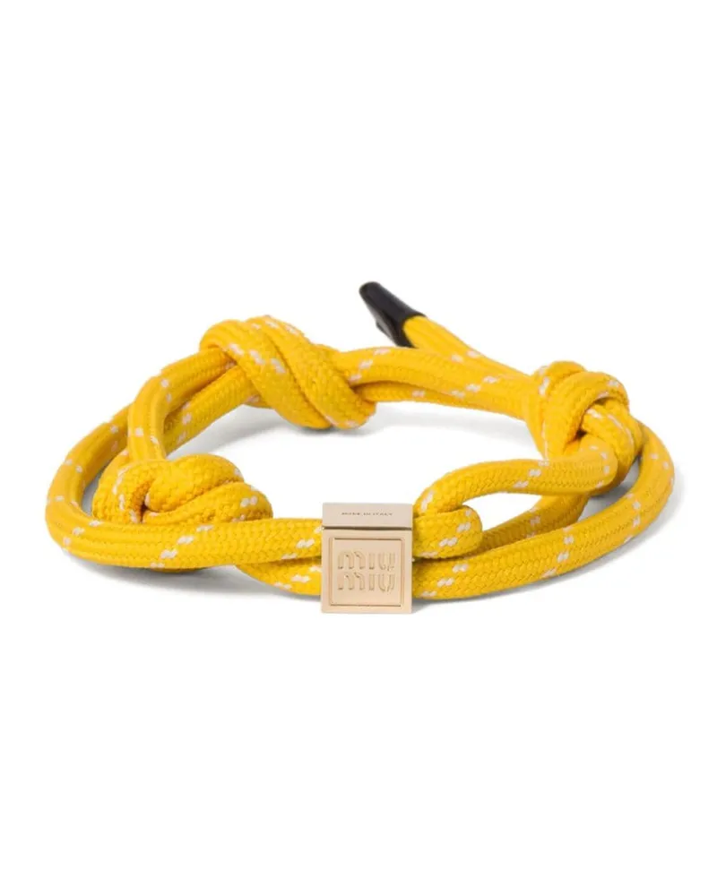 Miu Miu Kordelarmband mit Logo-Gravur - Gelb Gelb