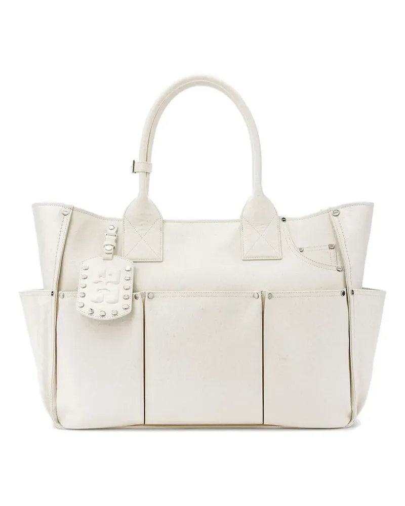 Ganni Posy ostrich-effect shoulder bag - Weiß Weiß