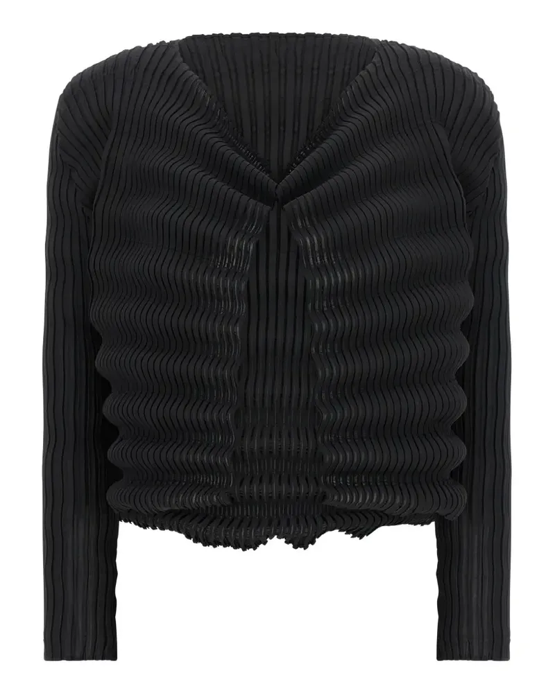Issey Miyake Spring Pleats wave-pattern cardigan - Schwarz Schwarz