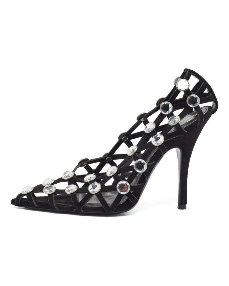 ATTICO Grid Pumps mit Kristallen - Schwarz Schwarz