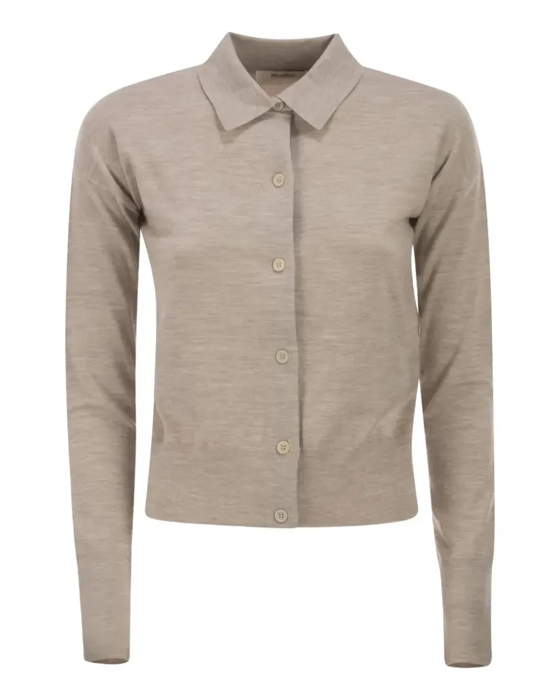 Max Mara Cropped-Wollcardigan mit Hemdkragen - Nude Nude