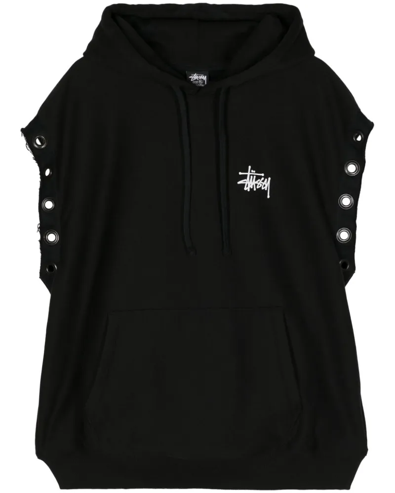 Junya Watanabe x Stussy logo-print sleeveless hoodie Schwarz