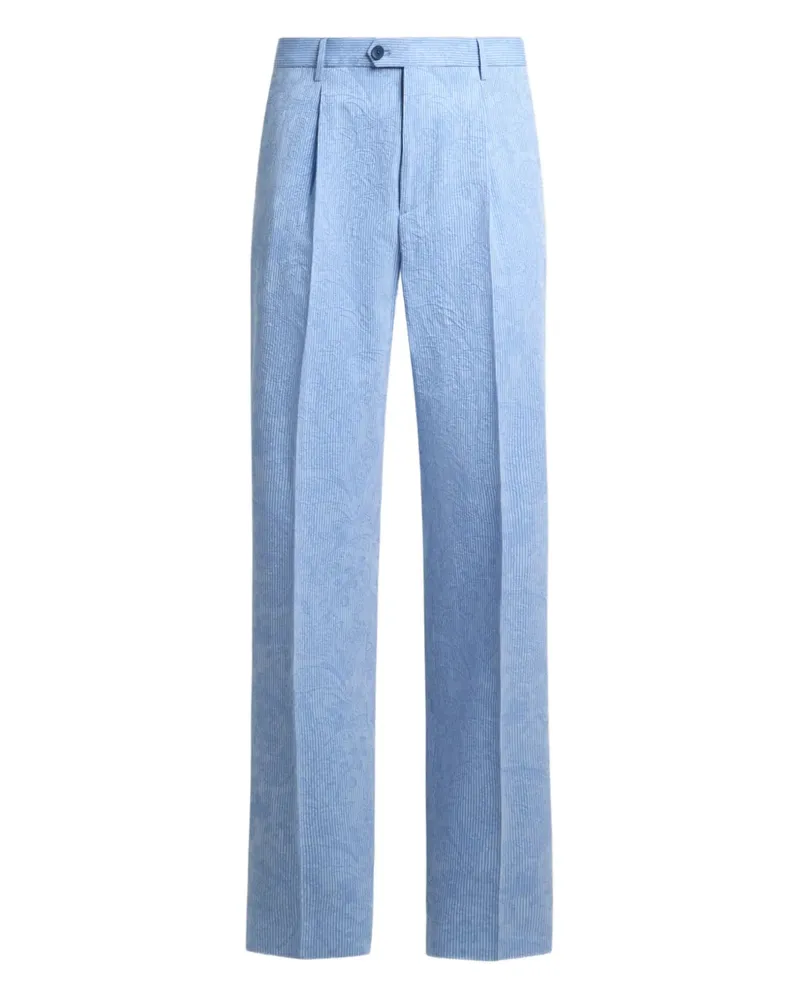 Etro floral-jacquard trousers - Blau Blau