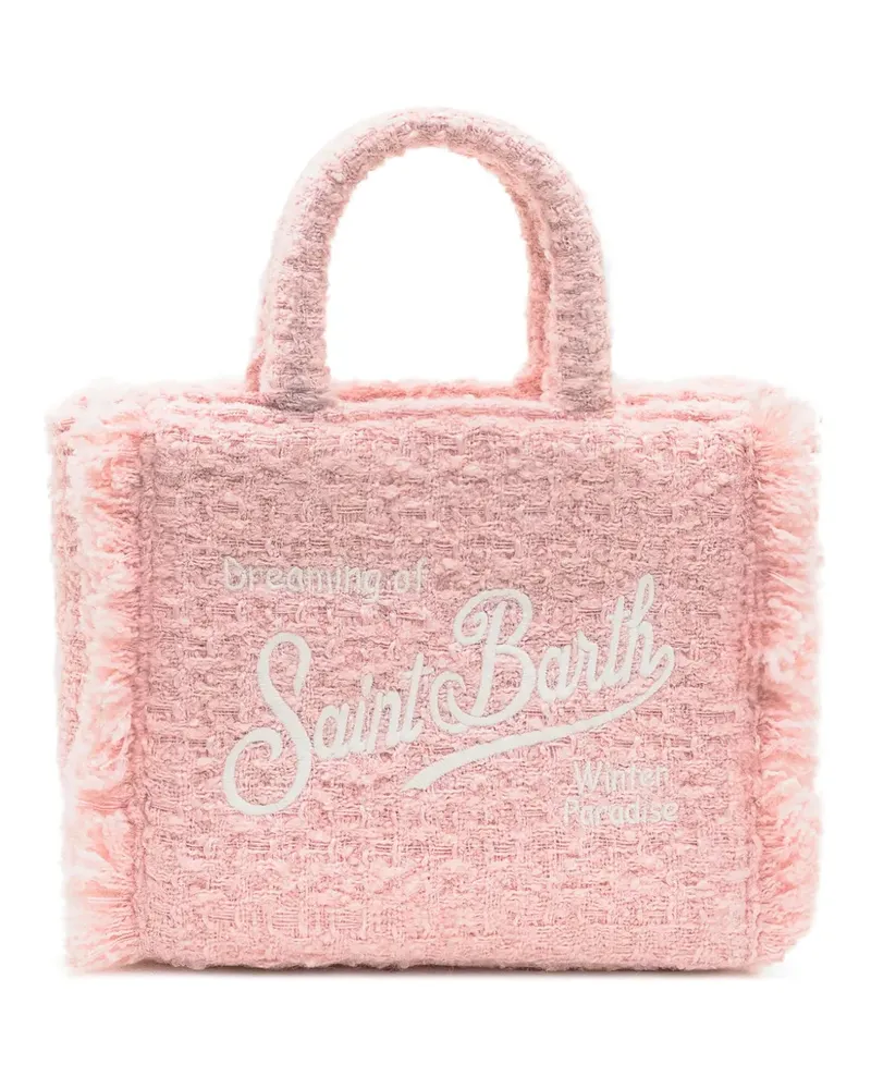 MC2 Saint Barth Mini Vanity Tweed-Tote Bag mit Fransen - Rosa Rosa
