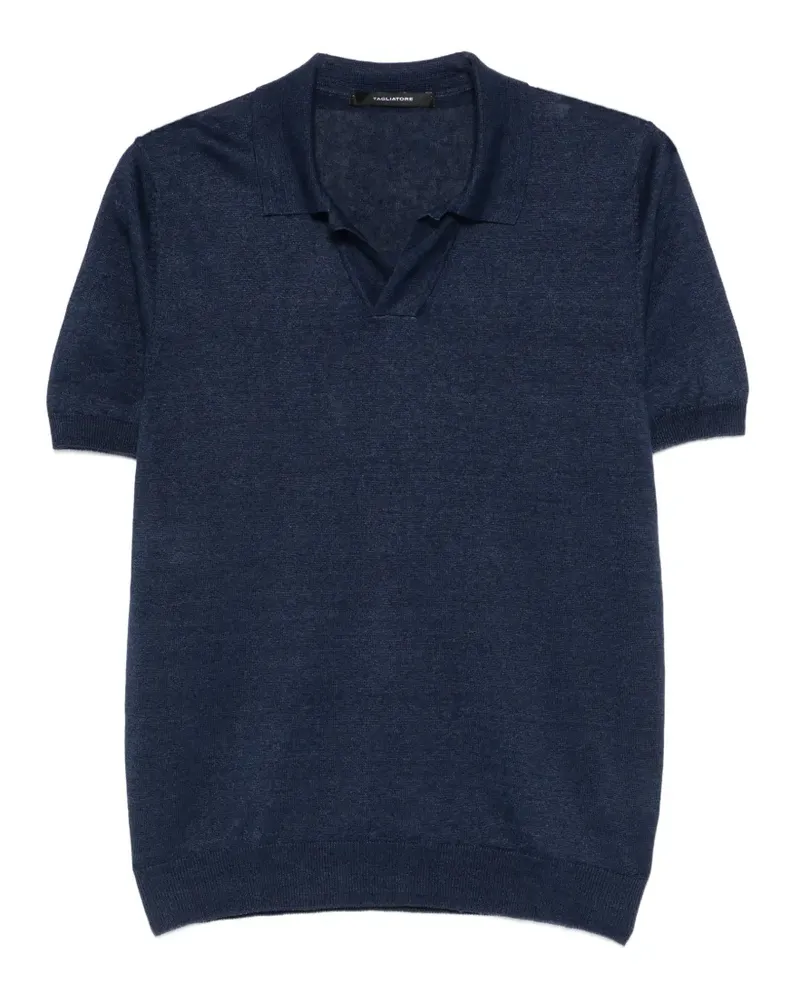 Tagliatore Keith T-Shirt mit V-Ausschnitt - Blau Blau