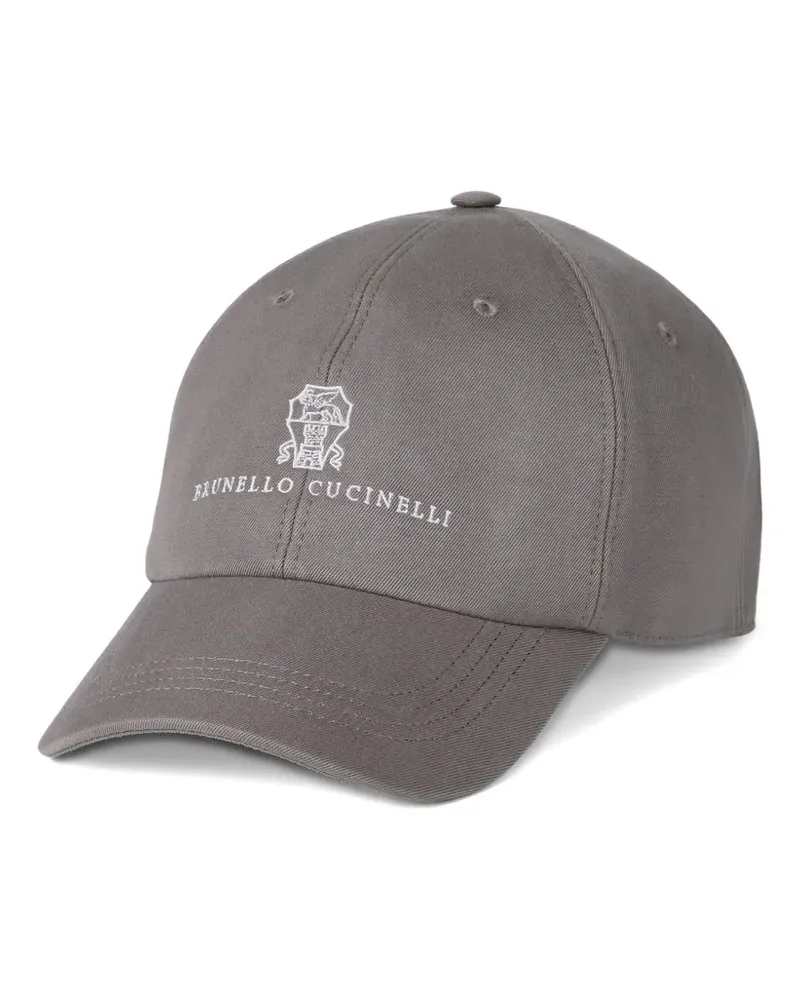 Brunello Cucinelli Stückgefärbte Baseballkappe mit Logo - Grau Grau