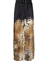 Roberto Cavalli Gerade Hose mit Leoparden-Print Schwarz