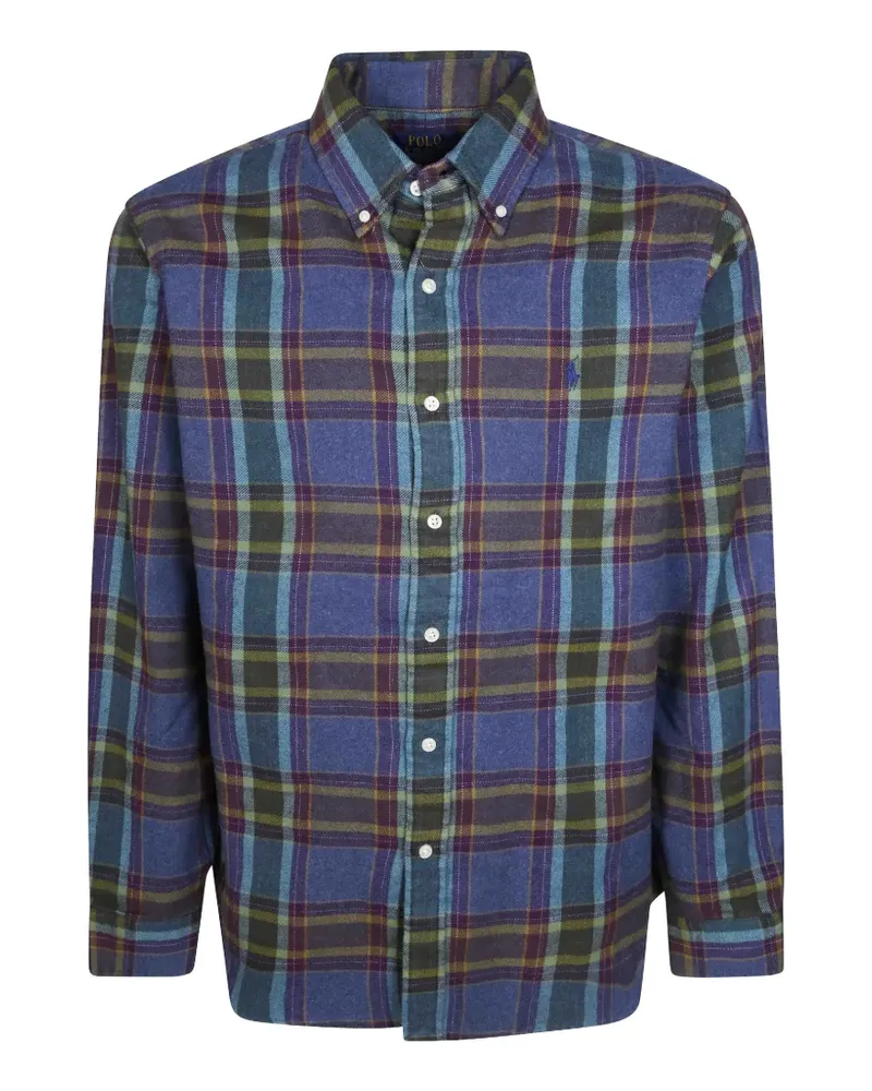 Ralph Lauren Kariertes Custom Fit Flanellhemd - Blau Blau