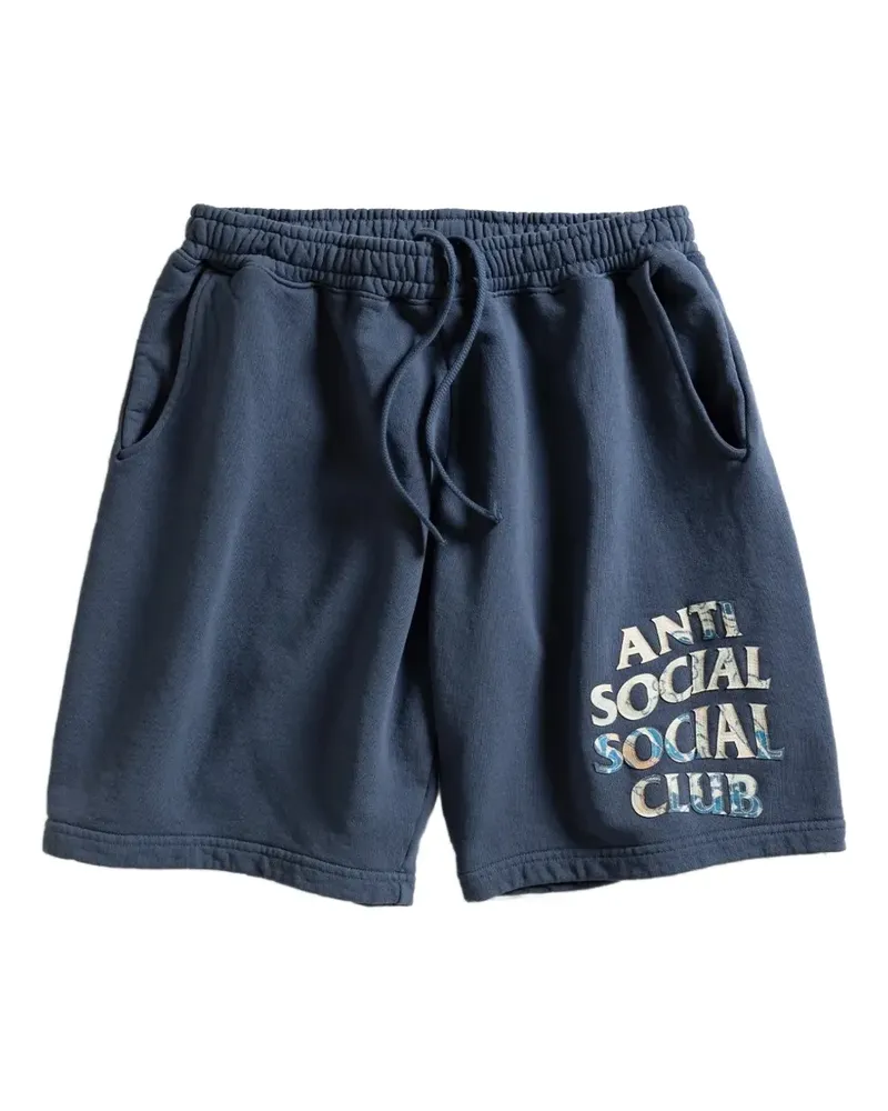 Anti Social Social Club Tonkatsu: Boro Wave shorts - Blau Blau