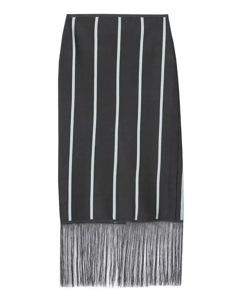 3.1 phillip lim striped fringed midi skirt - Schwarz Schwarz
