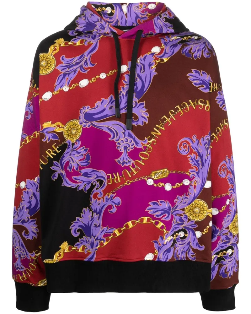 Versace Jeans Hoodie mit barockem Print Rot