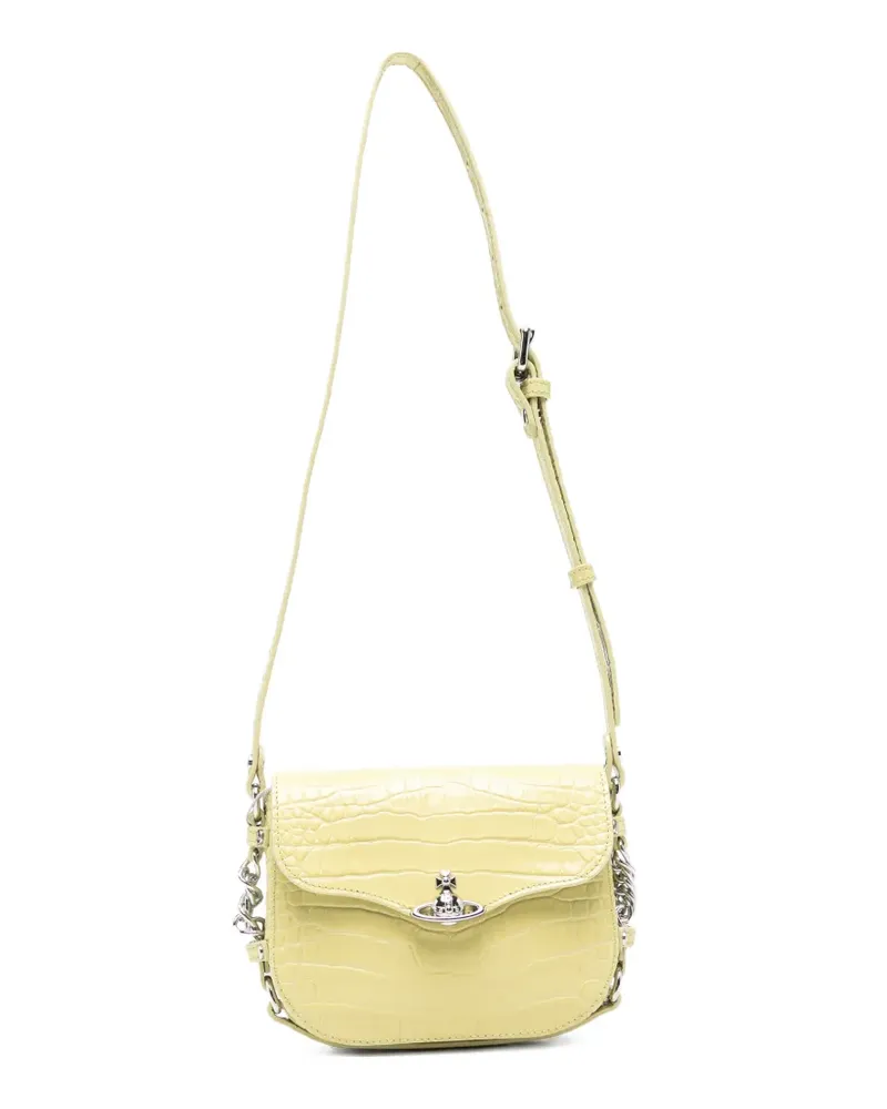 Vivienne Westwood Mini Hunter Flap Umhängetasche mit Kroko-Effekt - Grün Grün