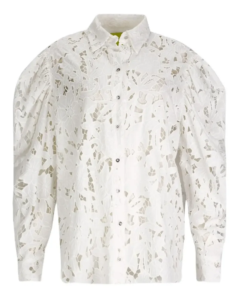 Marques ' Almeida puff-sleeve embroidered shirt - Weiß Weiß