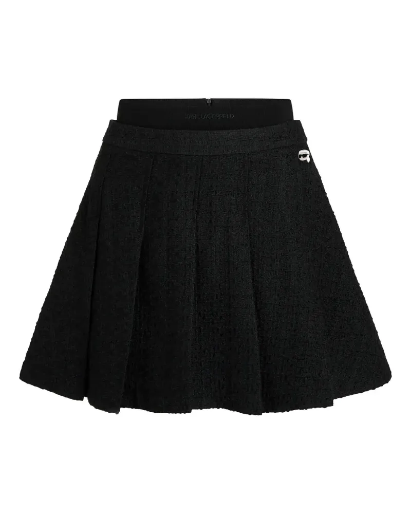 Karl Lagerfeld Ikon bouclé pleated skirt - Schwarz Schwarz