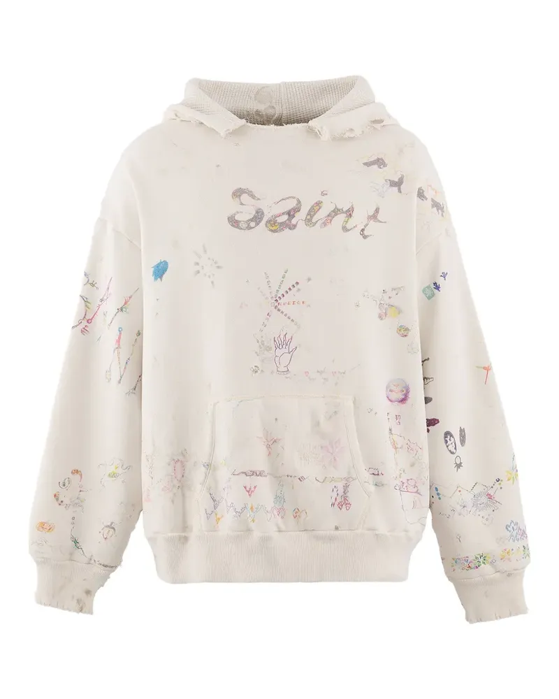 SAINT MXXXXXX graphic-print hoodie - Nude Nude