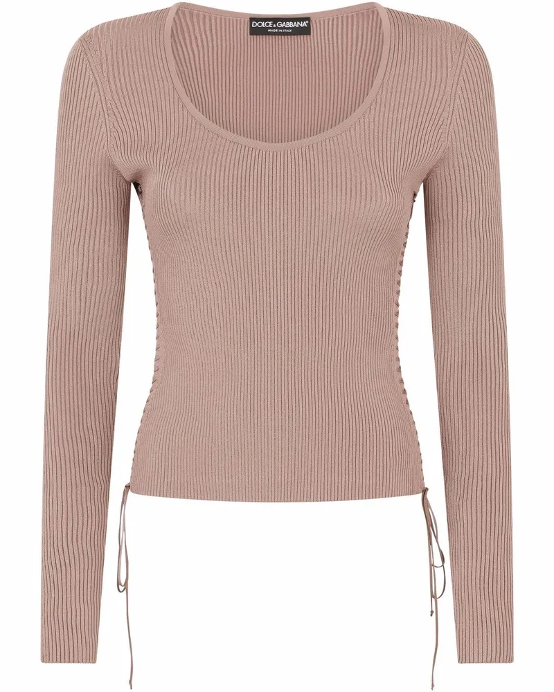 Dolce & Gabbana Gerippter Pullover mit Schnürung - Braun Braun