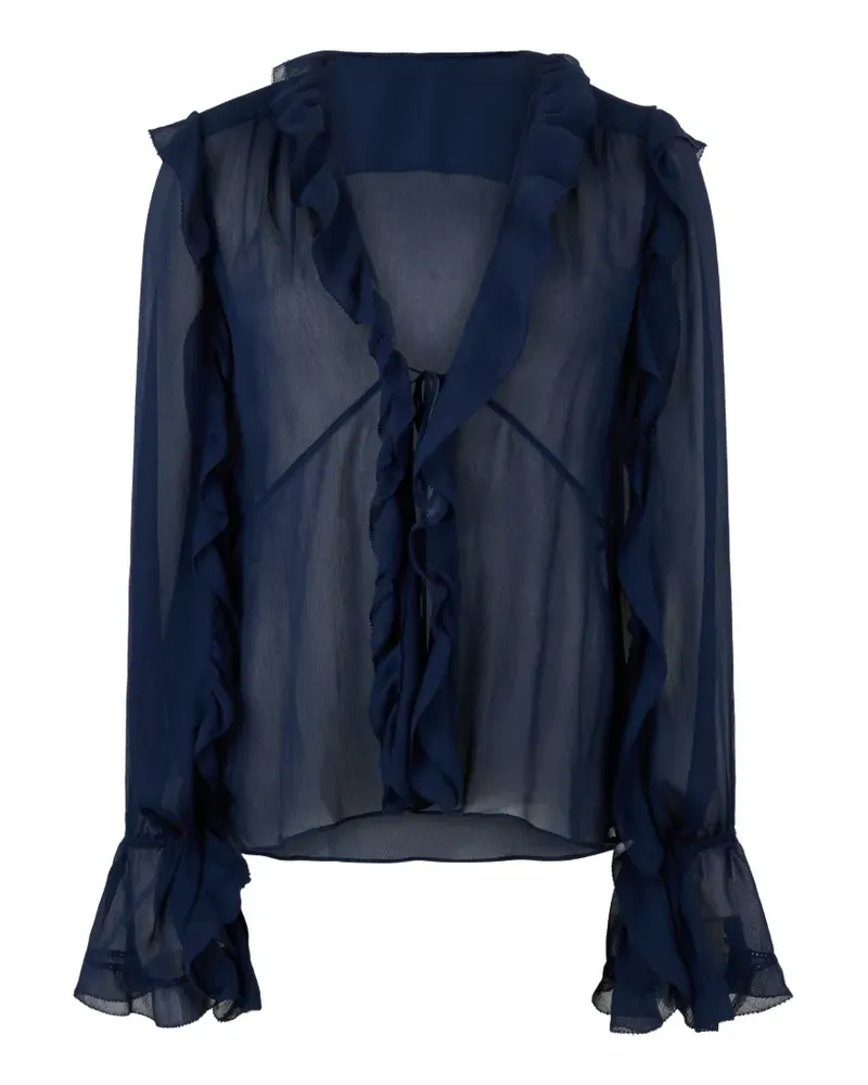 Alberta Ferretti Bluse mit Rüschen - Blau Blau
