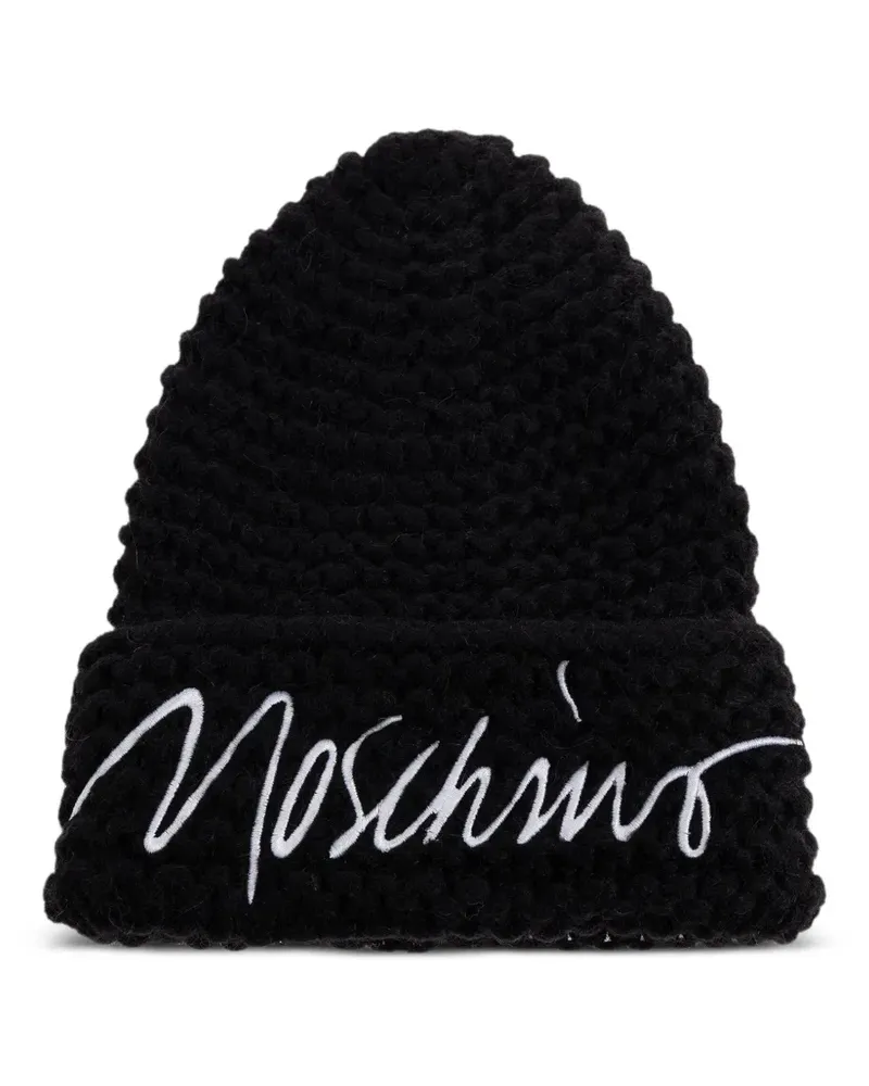 Moschino Beanie mit Logo-Detail - Schwarz Schwarz