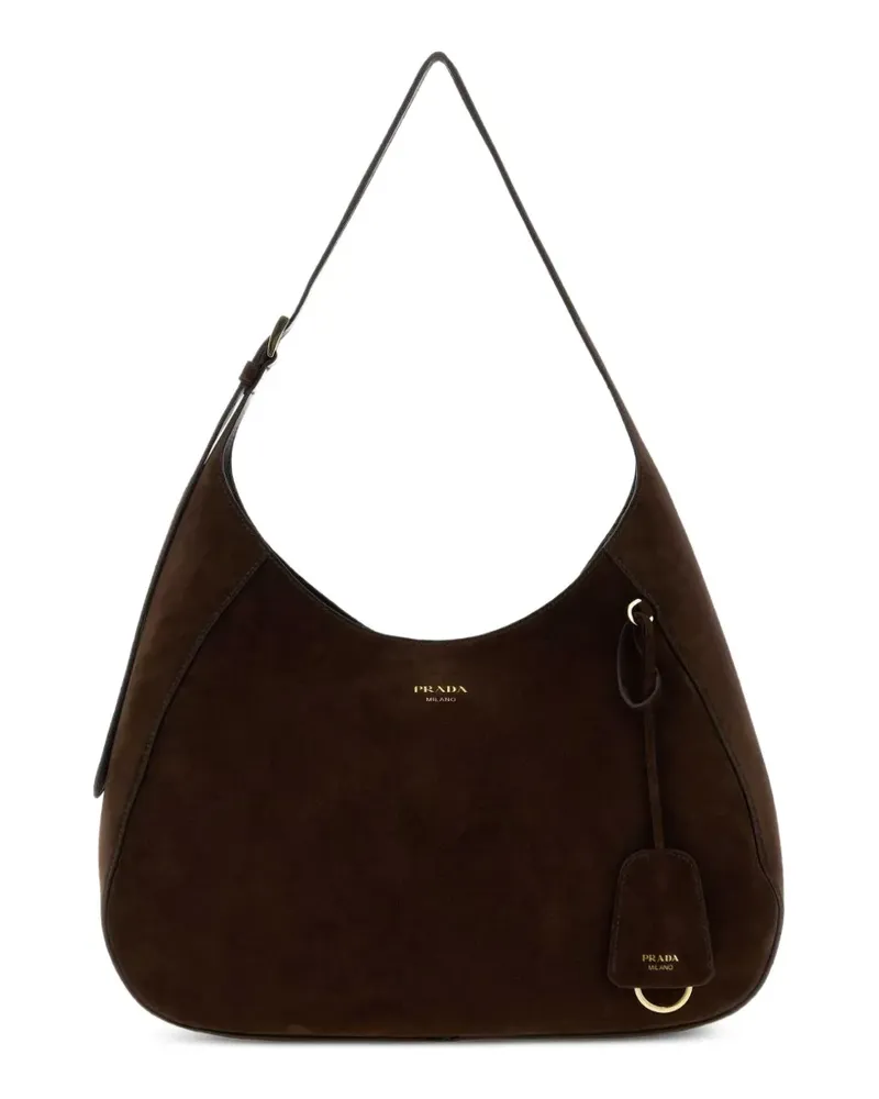 Prada Große Boogie Tasche aus Wildleder - Braun Braun