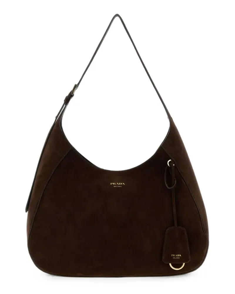 Prada Große Boogie Tasche aus Wildleder - Braun Braun