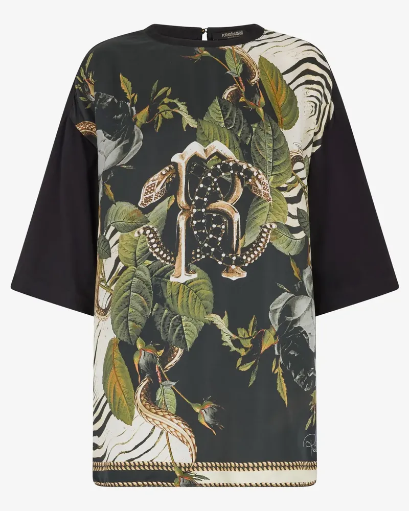 Roberto Cavalli T-Shirt mit Blumen-Print - Grün Grün