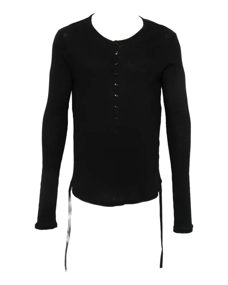 Ann Demeulemeester ribbed-knit henley sweater - Schwarz Schwarz