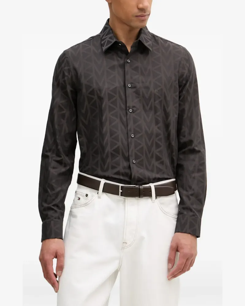 Michael Kors Hemd mit Monogramm-Print - Schwarz Schwarz