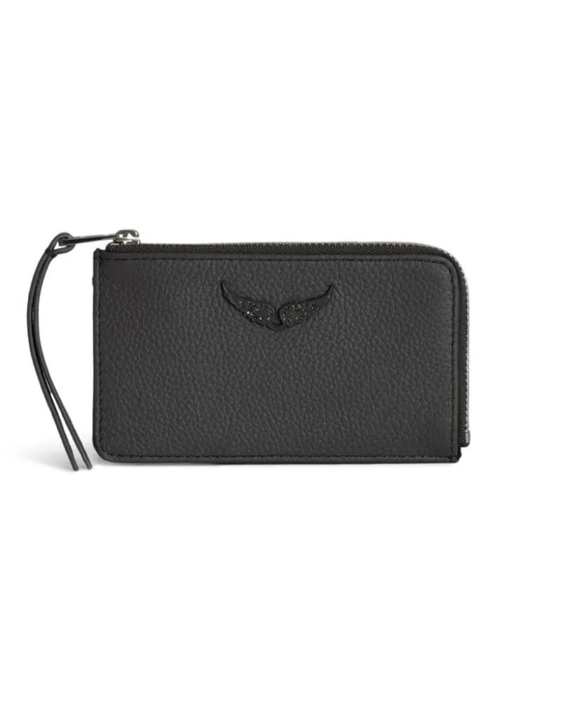Zadig & Voltaire Wings-plaque leather cardholder - Schwarz Schwarz