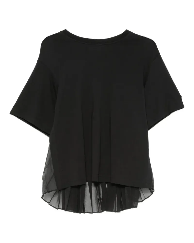 SPORTMAX pleated-panel T-shirt - Schwarz Schwarz