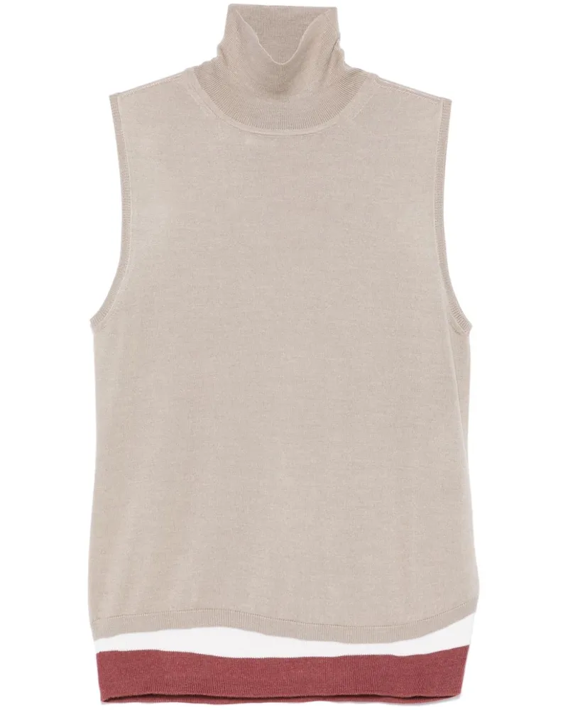 Lorena Antoniazzi Top mit gestreiftem Saum - Nude Nude