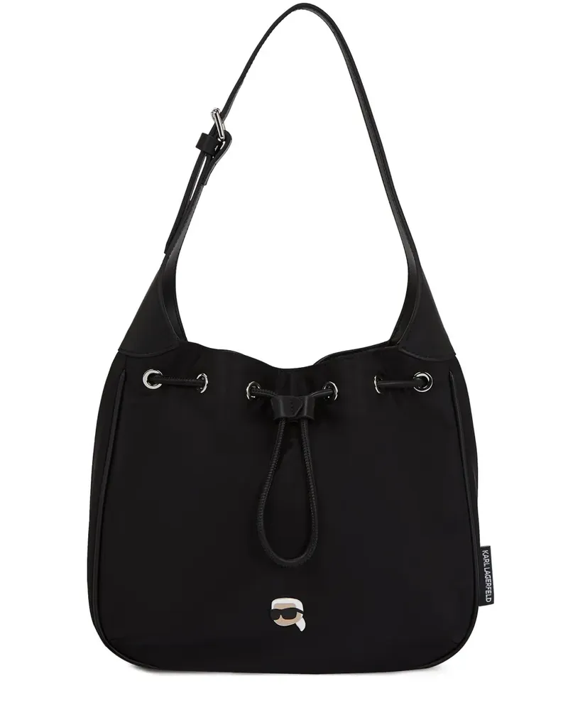 Karl Lagerfeld Ikon Schultertasche mit Kordelzug - Schwarz Schwarz