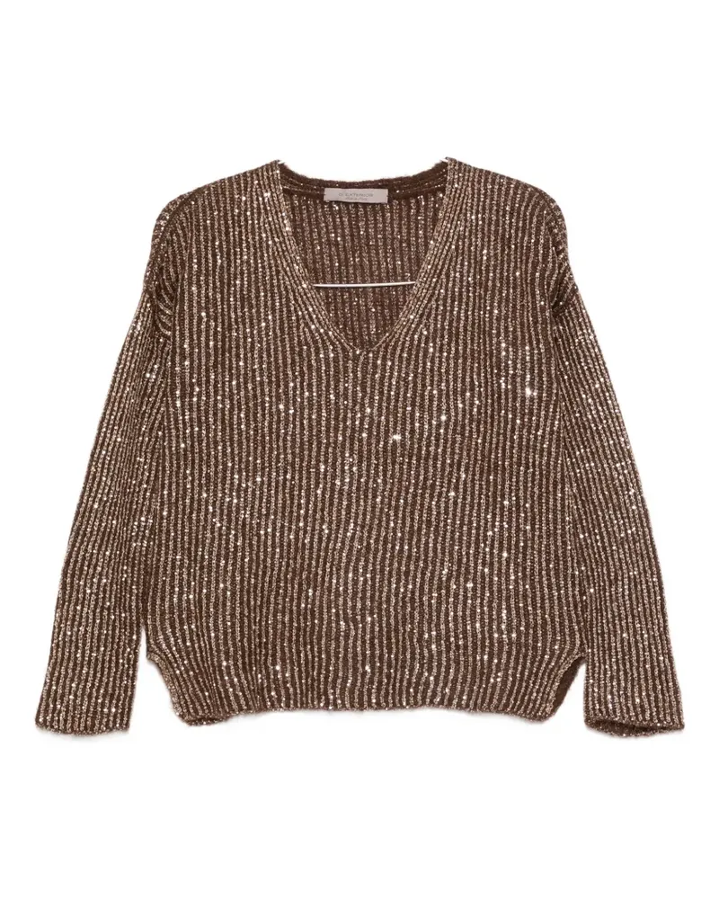 D.EXTERIOR sequin-embellished V-neck sweater - Braun Braun