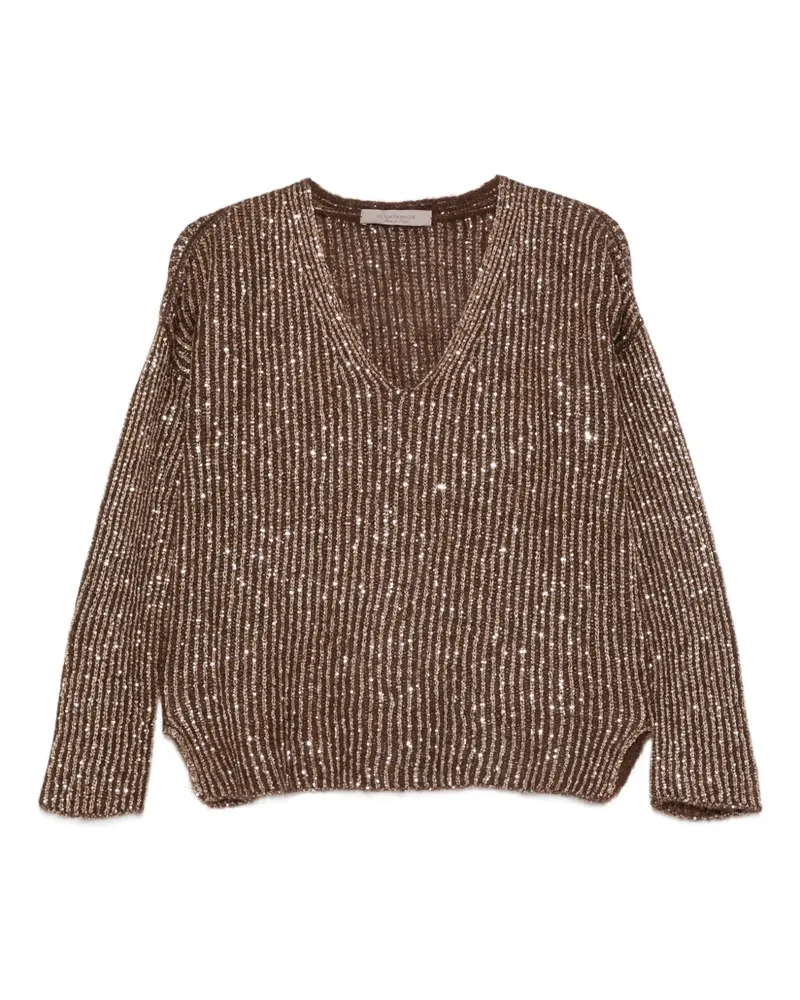 D.EXTERIOR Pullover mit Pailletten - Braun Braun